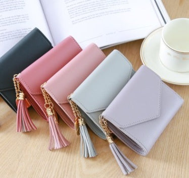 Women's wallet female tassel pendant lychee pattern wallet card purse