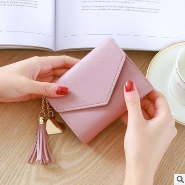 Women's wallet female tassel pendant lychee pattern wallet card purse