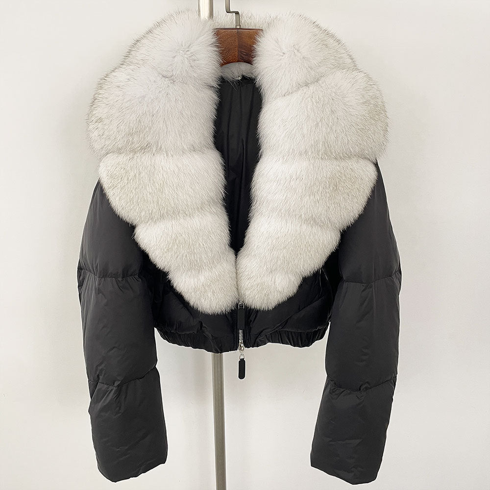 Fox Fur Collar Thick Short Down Jacket Coat