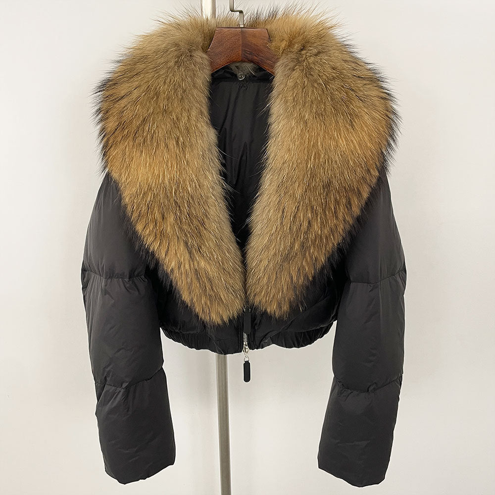 Fox Fur Collar Thick Short Down Jacket Coat